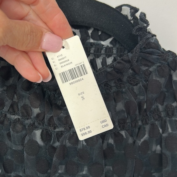 Maeve Smocked High-Neck Tiered Tank Top Black NWT - Picture 7 of 8